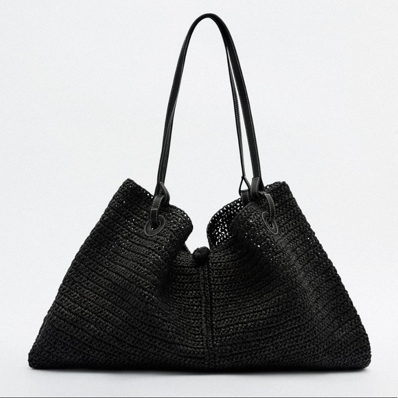 ❗️Last❗️Zara Black Woven Shopper Bag - Picture 2 of 8